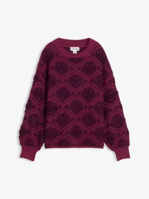 Sweter o kroju pudełkowym BonPrix fioletowy