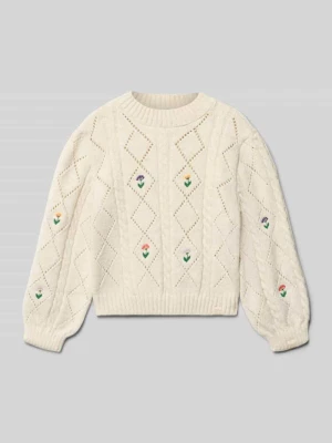 Sweter o kroju regular fit z ażurowej dzianiny model ‘FLOWER’ Only
