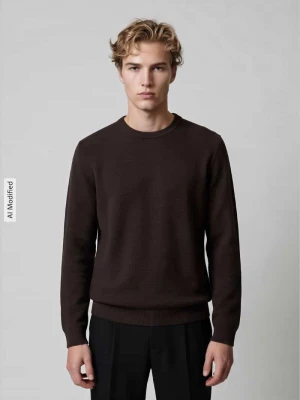 sweter o kroju regular fit z czystej bawełny Marc O'Polo Ciemnobrązowy