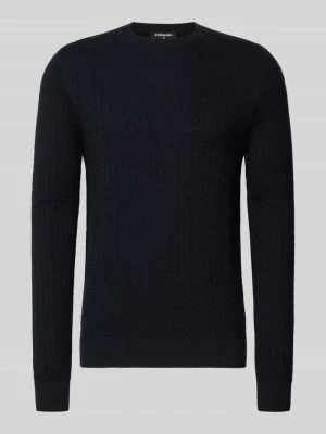 sweter o kroju regular fit z czystej bawełny model 'Adrian' Strellson Granatowy