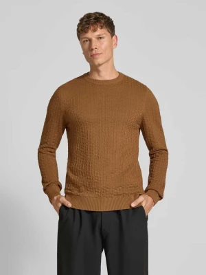 sweter o kroju regular fit z czystej bawełny model 'Adrian' Strellson Koniakowy