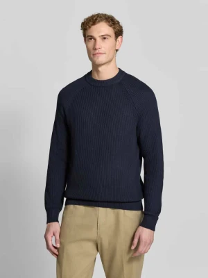 sweter o kroju regular fit z czystej bawełny model 'Hellson' Matinique Granatowy
