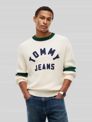 sweter o kroju regular fit z czystej bawełny model 'NEW CLASSICS' Tommy Jeans Złamany biały