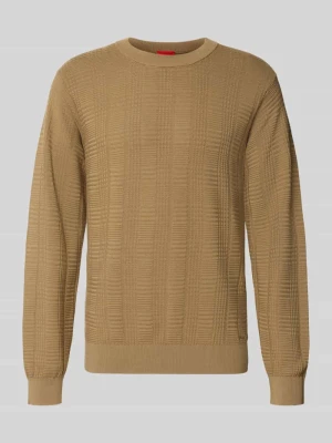 sweter o kroju regular fit z czystej bawełny model 'Simoh' Hugo Beżowy