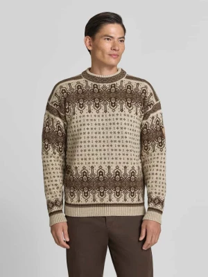 sweter o kroju regular fit z czystej wełny model 'Albertville' Dale of Norway Beżowy melanż