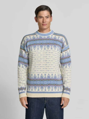 sweter o kroju regular fit z czystej wełny model 'Albertville' Dale of Norway Złamany biały melanż
