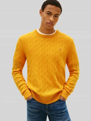 Sweter o kroju regular fit z czystej wełny owczej Tommy Hilfiger Żółty