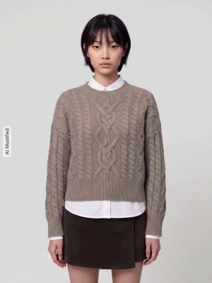 sweter o kroju regular fit z czystej żywej wełny model 'ALBEN' Weekend Max Mara Jasnobrązowy