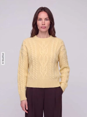 sweter o kroju regular fit z czystej żywej wełny model 'ALBEN' Weekend Max Mara Żółty