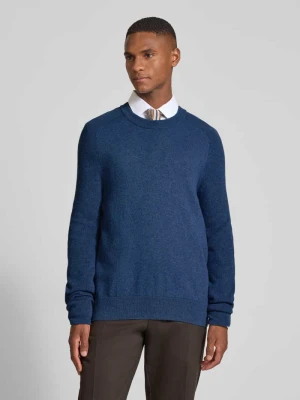 Sweter o kroju regular fit z czystej, żywej wełny model ‘Geelong’ Maerz Muenchen Jeansowy niebieski