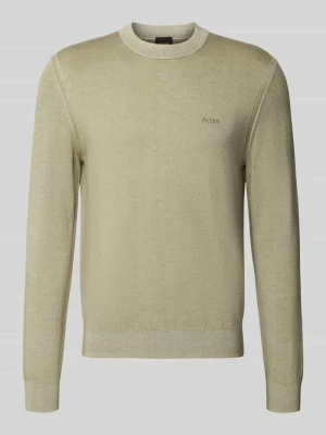 sweter o kroju regular fit z czystej żywej wełny model 'Kestefo' Boss Limonkowy