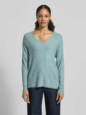 Sweter o kroju regular fit z dekoltem w serek model ‘CREWLEFILE’ Vero Moda