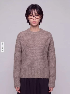 sweter o kroju regular fit z dodatkiem wełny model 'ASHLEY CREW' Pepe Jeans Beżowy