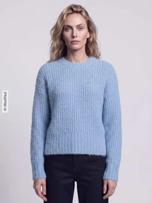 sweter o kroju regular fit z dodatkiem wełny model 'ASHLEY CREW' Pepe Jeans Jasnoniebieski