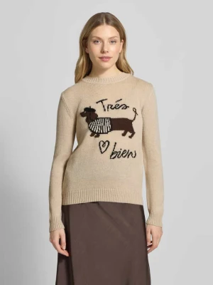 Sweter o kroju regular fit z dodatkiem wełny model ‘NITRA’ Weekend Max Mara Piaskowy