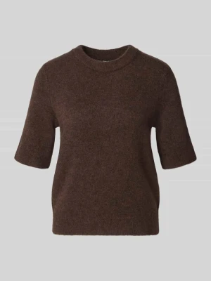 sweter o kroju regular fit z dodatkiem wełny model 'Pimota' Opus Ciemnobrązowy