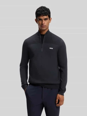 Sweter o kroju regular fit z dodatkiem żywej wełny model 'KN_Momentum-X QZ' Boss Ciemnoniebieski