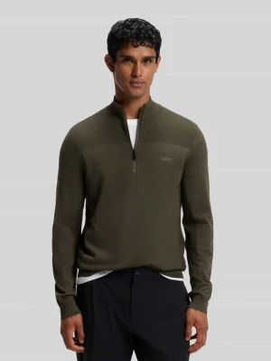 Sweter o kroju regular fit z dodatkiem żywej wełny model 'KN_Momentum-X QZ' Boss Ciemnozielony