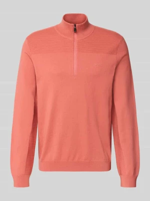 Sweter o kroju regular fit z dodatkiem żywej wełny model 'KN_Momentum-X QZ' Boss Mocnoróżowy