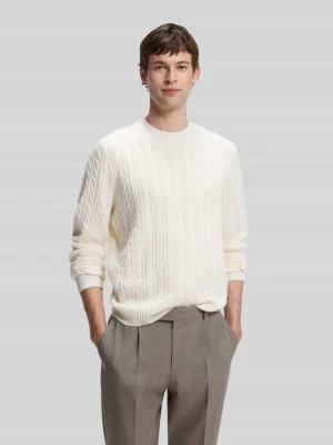 sweter o kroju regular fit z domieszką bawełny model 'Furlan' Boss Złamany biały