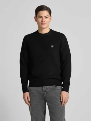 Sweter o kroju regular fit z dzianiny z dodatkiem bawełny żywej wełny model ‘SETAL’ HUGO