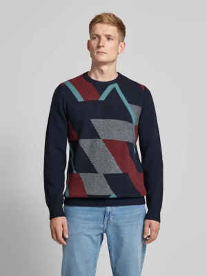 Sweter o kroju regular fit z dzianiny z dodatkiem wełny z wielokolorowym, geometrycznym wzorem Tom Tailor