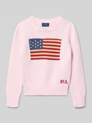 Sweter o kroju regular fit z efektem dzianiny model ‘American’ Polo Ralph Lauren Teens