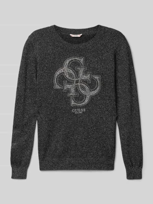 Sweter o kroju regular fit z imitacji dzianiny z mieszanki wiskozy Guess