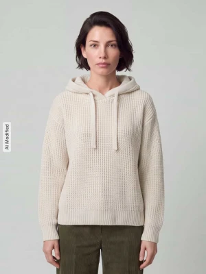 sweter o kroju regular fit z kapturem i tunelem Vero Moda Złamany biały