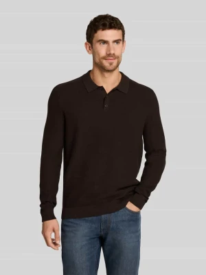 sweter o kroju regular fit z kołnierzykiem polo Tom Tailor Ciemnobrązowy