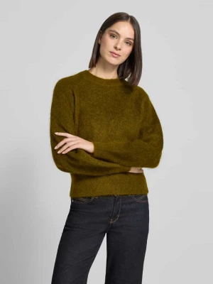 sweter w kroju regular fit z mieszanki moheru i wełny model 'MIRA' Selected Oliwkowy
