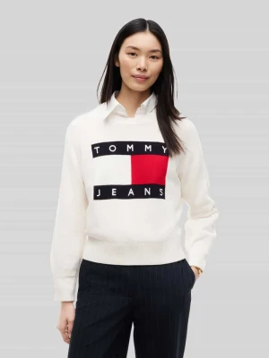 sweter o kroju regular fit z mieszanka bawełny i wełny Tommy Jeans Biały