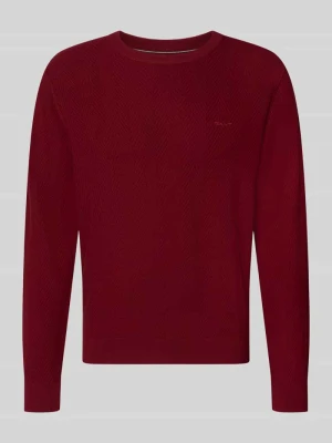sweter o kroju regular fit z mieszanki bawełny i wełny Gant Bordowy