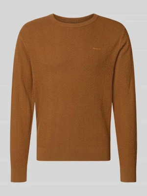 sweter o kroju regular fit z mieszanki bawełny i wełny Gant Camel