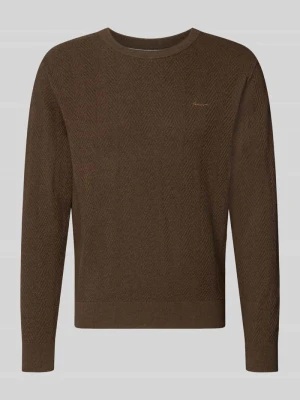 sweter o kroju regular fit z mieszanki bawełny i wełny Gant Ciemnobrązowy