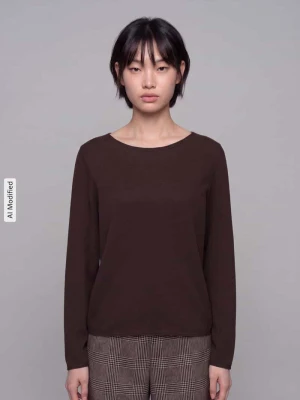 Sweter o kroju regular fit z mieszanki bawełny i wiskozy s.Oliver Ciemnobrązowy
