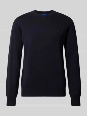 sweter w kroju regular fit z mieszanki bawełny model 'San Celio' Hugo Ciemnoniebieski