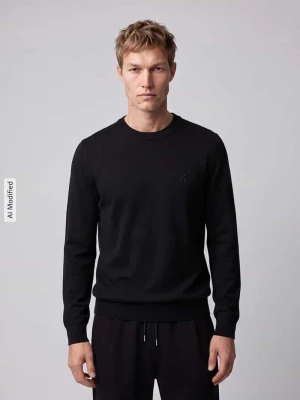 sweter w kroju regular fit z mieszanki bawełny model 'San Celio' Hugo czarny