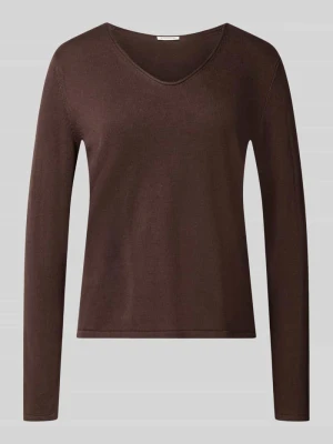 Sweter o kroju regular fit z mieszanki bawełny Tom Tailor Ciemnobrązowy