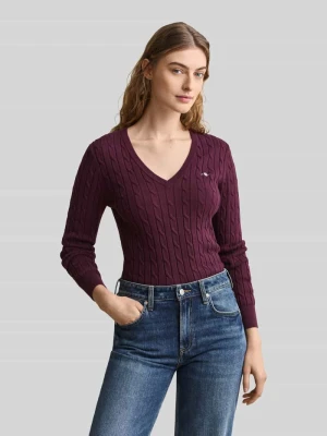Sweter o kroju regular fit z mieszanki bawełny z wyhaftowanym logo Gant Bordowy