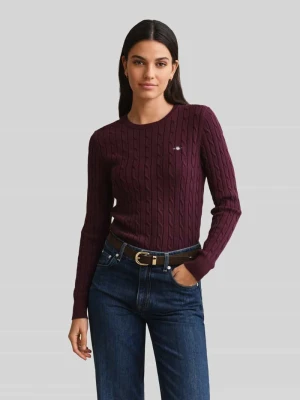 Sweter o kroju regular fit z mieszanki bawełny z wyhaftowanym logo Gant Bordowy