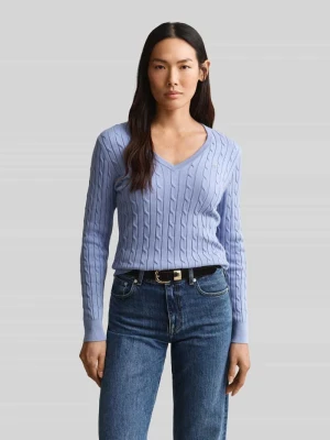 Sweter o kroju regular fit z mieszanki bawełny z wyhaftowanym logo Gant Jasnoniebieski