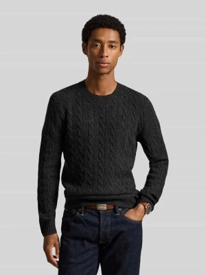 Sweter o kroju regular fit z mieszanki wełny i kaszmiru Polo Ralph Lauren Ciemnoszary melanż