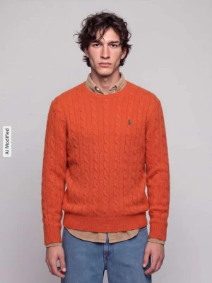 Sweter o kroju regular fit z mieszanki wełny i kaszmiru Polo Ralph Lauren Pomarańczowy