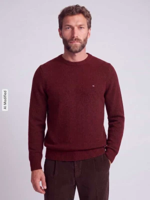 Sweter o kroju regular fit z mieszanki wełny jagnięcej Tommy Hilfiger Bordowy melanż