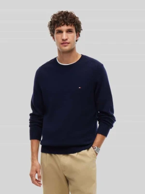 Sweter o kroju regular fit z mieszanki wełny jagnięcej Tommy Hilfiger Granatowy