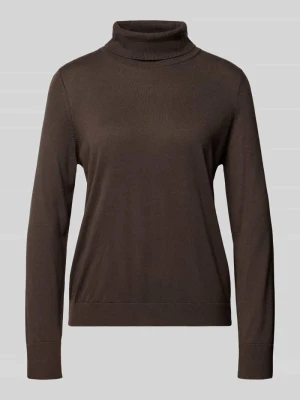 sweter o kroju regular fit z mieszanki wiskozy comma Ciemnobrązowy