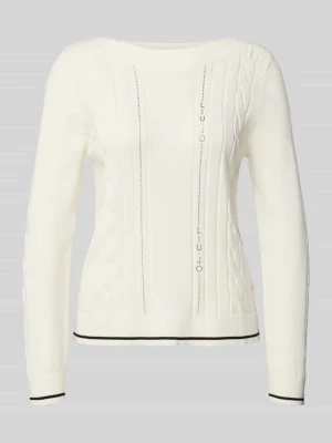 sweter o kroju regular fit z mieszanki wiskozy Liu Jo Biały