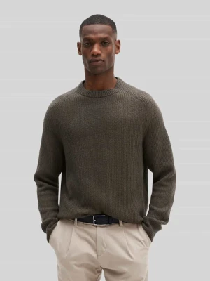 Sweter o kroju regular fit z mieszanki żywej wełny z domieszką bawełny Marc O'Polo Ciemnobrązowy