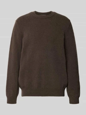 Sweter o kroju regular fit z mieszanki żywej wełny Marc O'Polo Czekoladowy